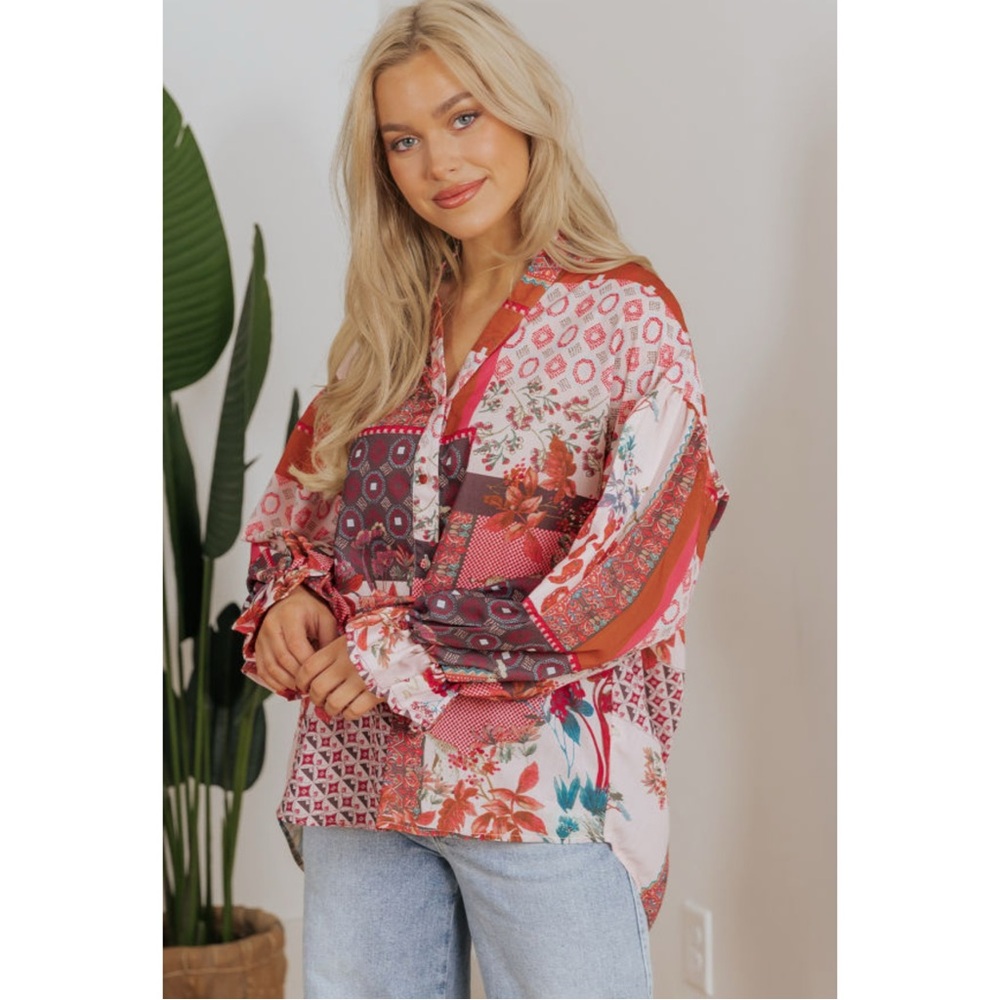 3 Pack Floral Boho Mixed Print Patchwork Blouse